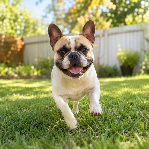 A happy dog with a shiny coat